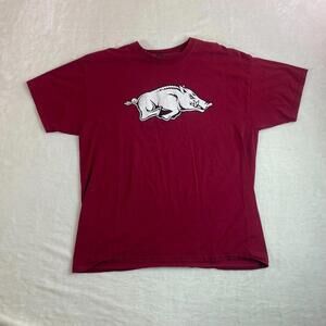 Arkansas Razorbacks T Shirt Russell Athletic Red Short Sleeve‎ Men Extra Large